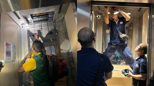淡滨尼组屋电梯雨天漏水 下周仍只有一架电梯运行