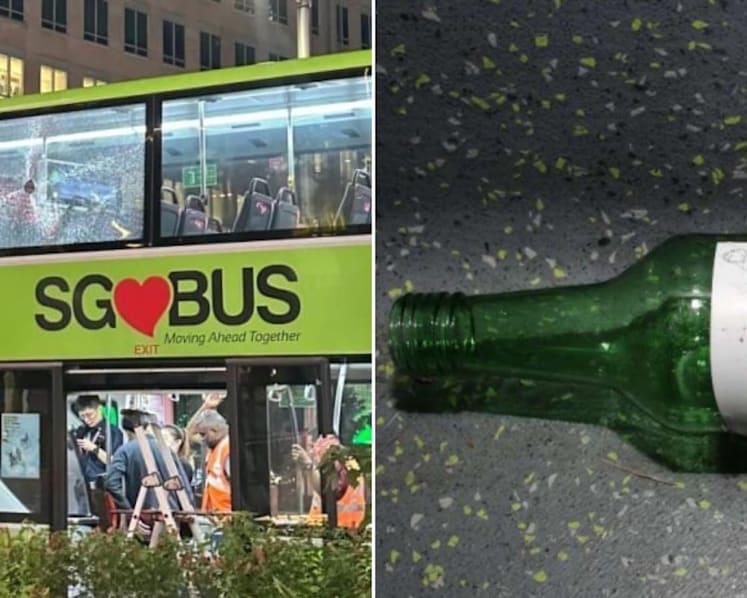 Man arrested after glass bottle thrown at bus along Orchard Road