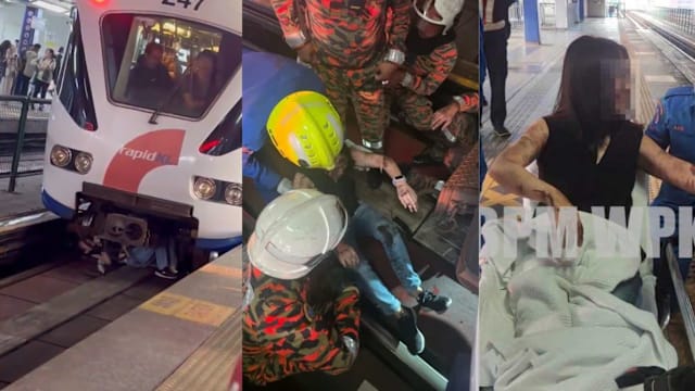 马国女子晕眩 跌落轻快铁轨道