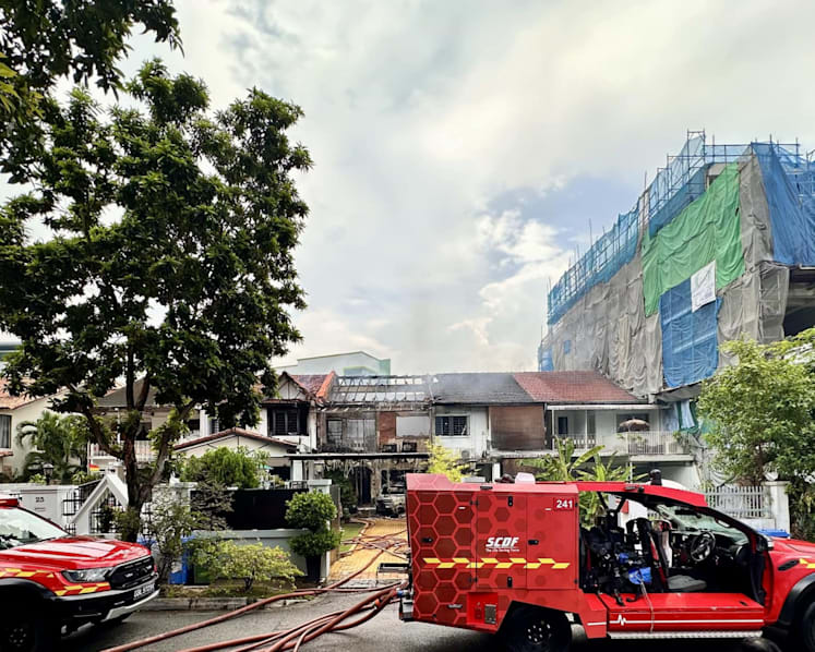 Fire in Katong engulfs terrace house, two neighbouring units also damaged