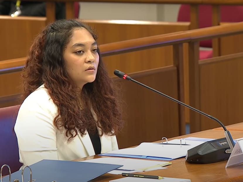 Ms Raeesah Khan at a hearing by Parliament's Committee of Privileges on Dec 2, 2021.