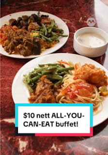 For just $10 nett, you can load up to your heart’s content at this buffet restaurant with free-flow meat dishes, pasta, turmeric rice and even unlimited beverages! #8dayseatrestaurant #buffet #sgtiktok #sgfyp