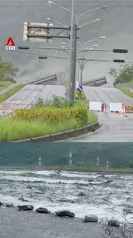Overflown river breaks bridge, floods Taiwan village as Typhoon Ragasa approaches