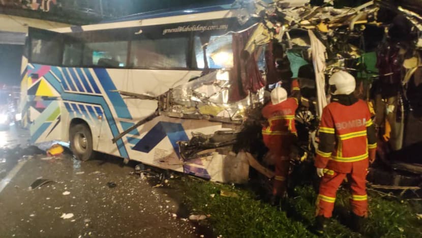 Two dead after tour bus from Singapore collides with car along Malaysia expressway