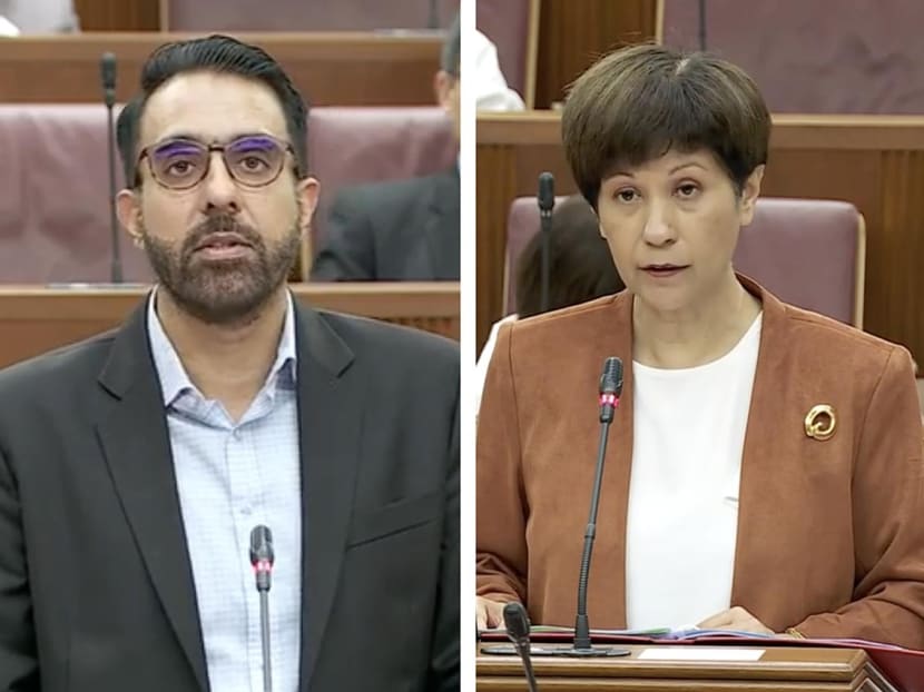 Leader of the Opposition Pritam Singh (left) and Second National Development Minister Indranee Rajah argued in Parliament on Nov 7, 2022 over whether the breakdown of development costs of all new public flats and the subsidies applied to them should be made public. Leader of the Opposition Pritam Singh (left) and Second National Development Minister Indranee Rajah argued in Parliament on Nov 7, 2022 over whether the breakdown of development costs of all new public flats and the subsidies applied to them should be made public.