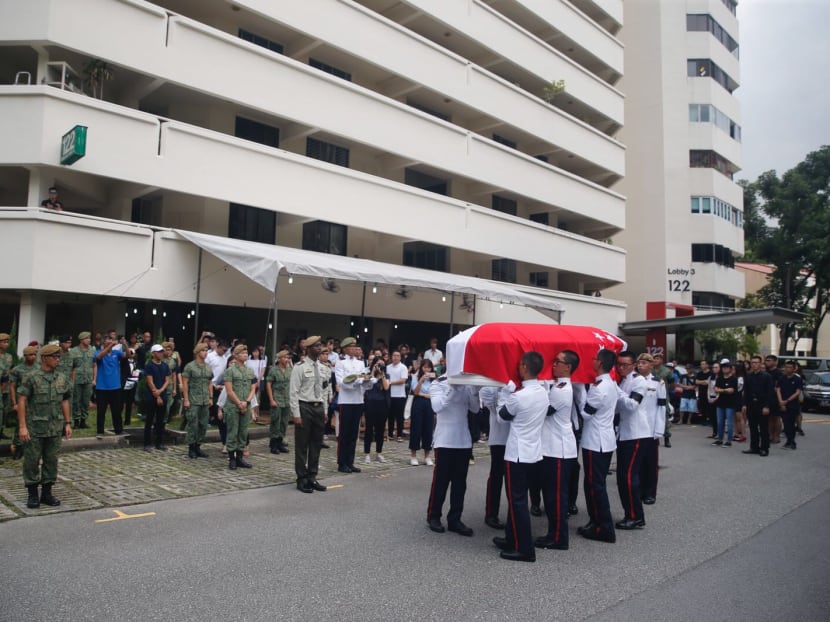 CFC Dave Lee, who died on Monday from a heat injury, was given a military funeral on Saturday (May 5).