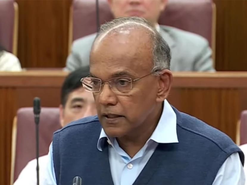 Home Affairs and Law Minister K Shanmugam speaking in Parliament on Nov 29, 2022. Home Affairs and Law Minister K Shanmugam speaking in Parliament on Nov 29, 2022.