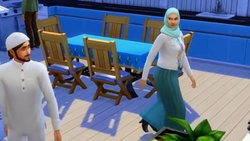 Permainan video Sims 4 papar watak, pakaian Muslim Permainan video Sims 4 papar watak, pakaian Muslim