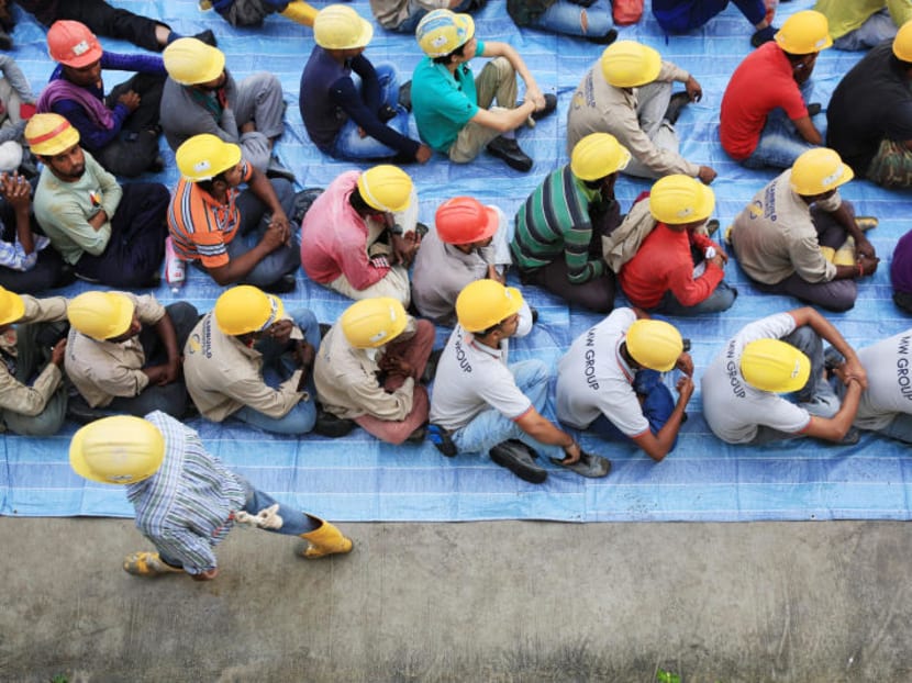 Construction workers at Bukit Batok West Ave 6.