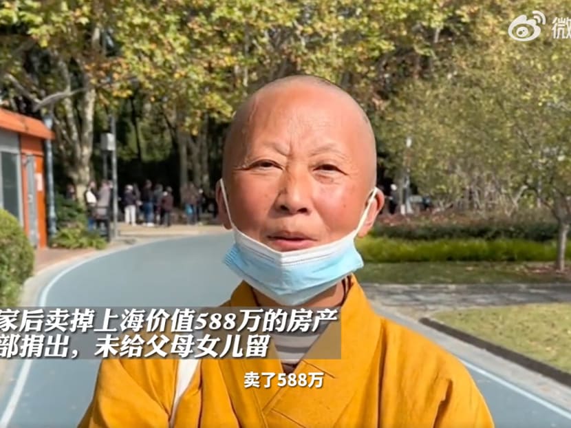 A Buddhist nun in China (pictured) said that is she is living "a quiet corner in the woods" after donating all her wealth to charity.