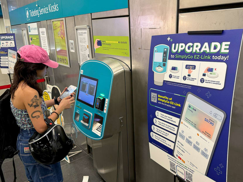 A SimplyGo poster seen at an MRT station on Jan 12, 2024. 