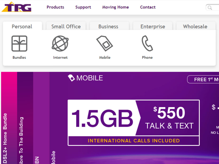 Screencap from TPG's website