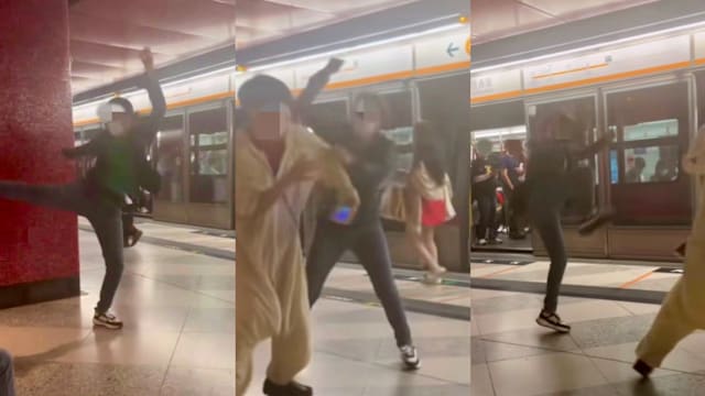 香港地铁站月台变擂台 两人拳来脚往爆发激烈冲突