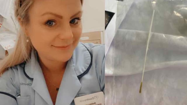 英国妇女使用自助检测仪 拭子棒不小心卡喉咙