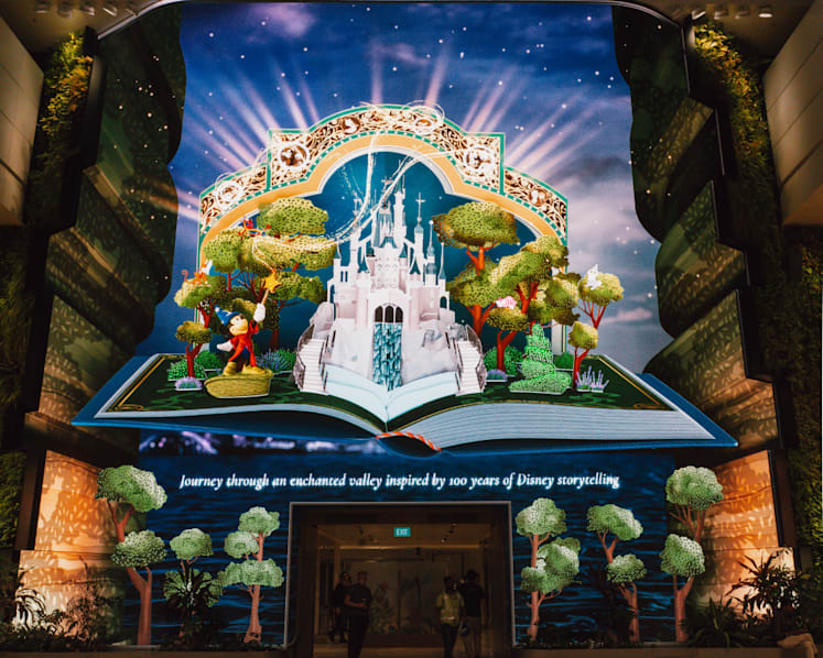 Disney Cruise Line-themed Wonderfall show lights up Changi T2 ahead of March cruise launch