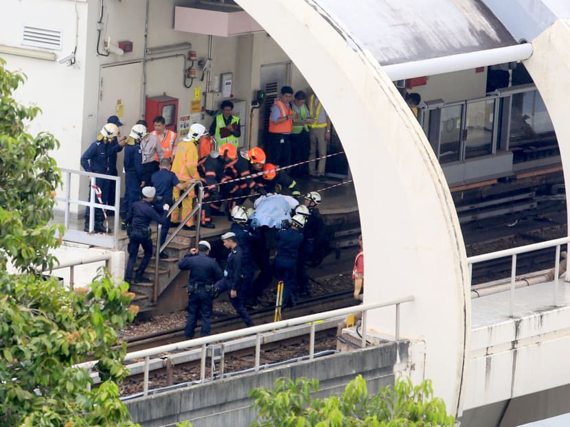 Two SMRT employees carrying out routine maintenance work were killed in an accident near Pasir Ris MRT station on March 22, 2016. TODAY file photo Two SMRT employees carrying out routine maintenance work were killed in an accident near Pasir Ris MRT station on March 22, 2016. TODAY file photo