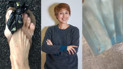Lina Ng’s Slipper And Mask Snapped In The Rain And She Came Up With This Genius Hack To Fix Them