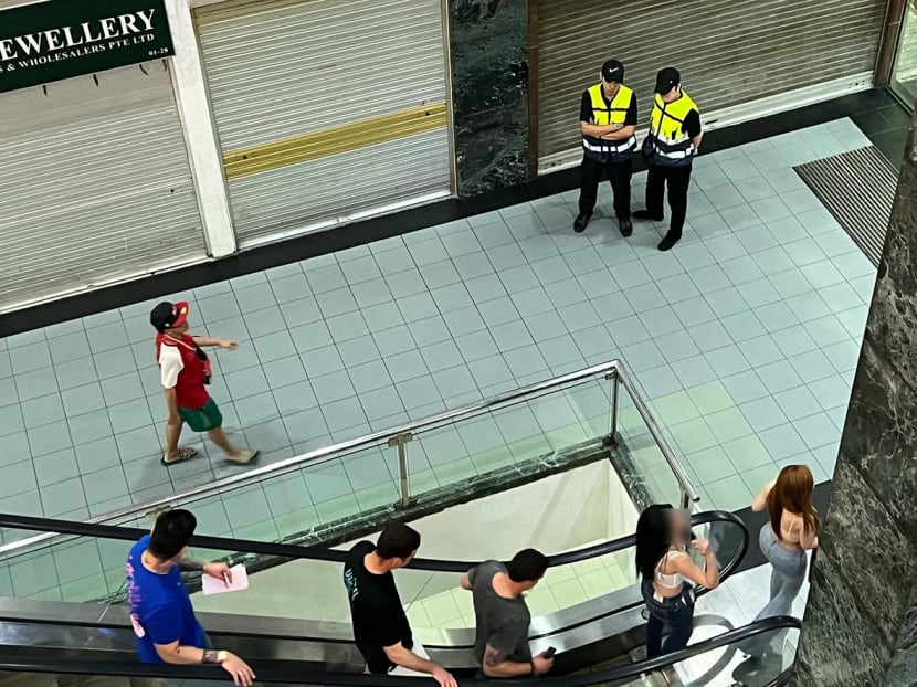 Security officers in Orchard Towers on Jan 27, 2023.
