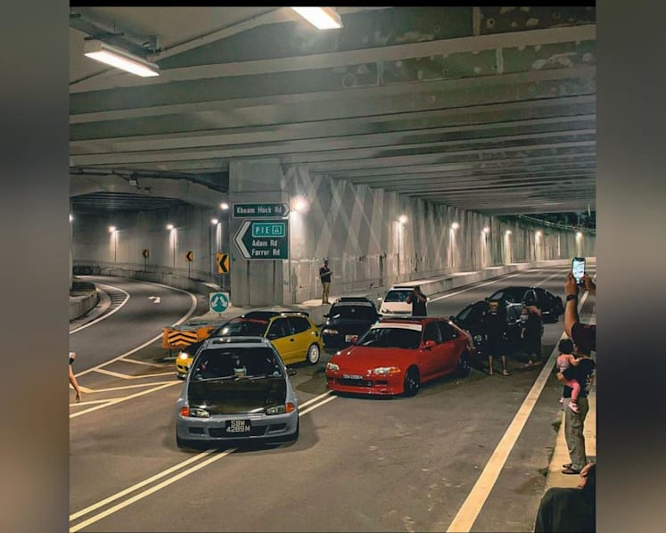 Police investigating incident of Honda Civic cars parked along public road for photo shoot