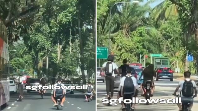 青年骑电动踏板车脚踏车在路上奔驰 网民斥：罔顾安危