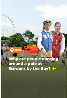 Swedish Midsummer at Gardens by the Bay: flower crowns, folk music and dancing around a pole. 🇸🇪😂 #8dayssg #8dayssgtrending #fypsg #sgtiktok #gardensbythebay 