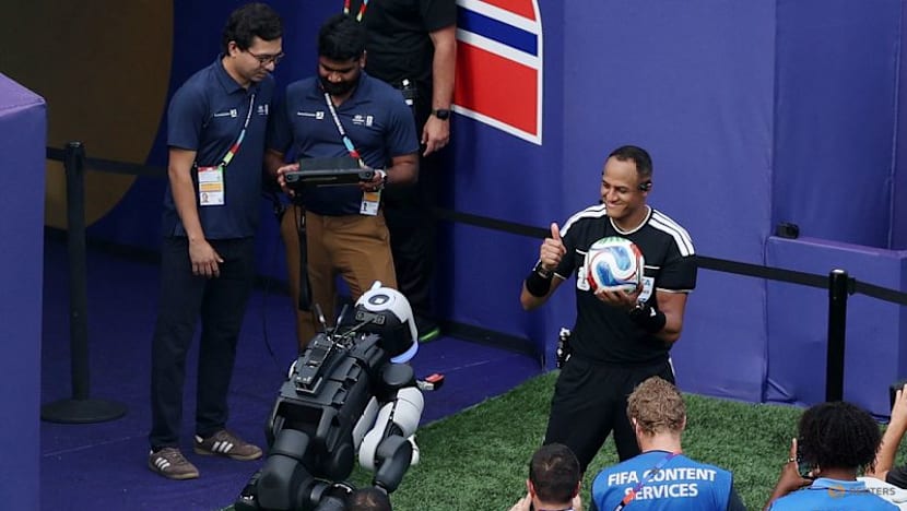 Atlas, the humanoid robot, delivers match ball at World Cup