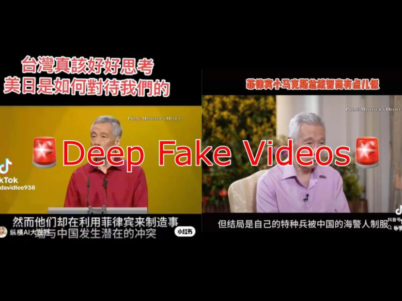 Images of deepfake videos taken from TikTok posted by Senior Minister Lee Hsien Loong on his Facebook page on June 27, 2024. Images of deepfake videos taken from TikTok posted by Senior Minister Lee Hsien Loong on his Facebook page on June 27, 2024.