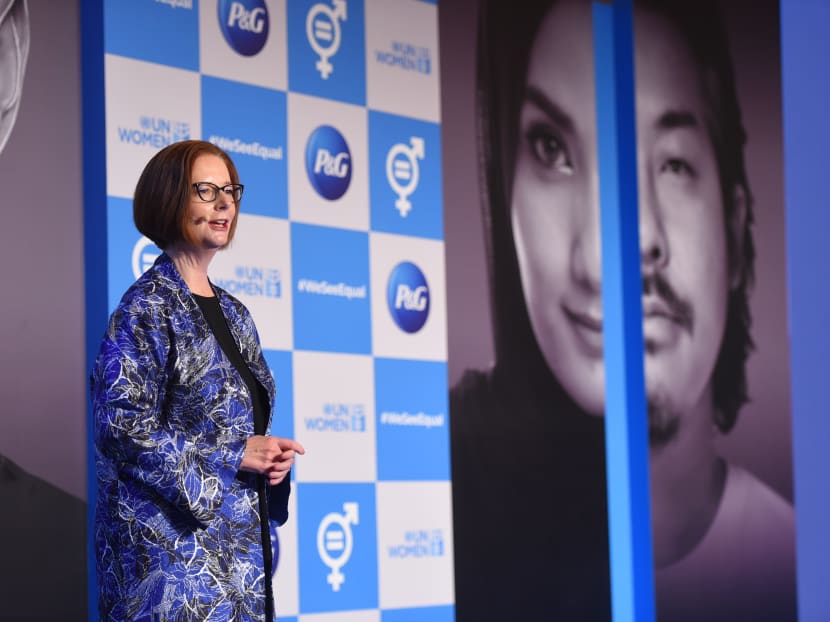 Ms Julia Gillard, former prime minister of Australia, delivering her keynote speech at the P&G Apac #WeSeeEqual Summit 2019.