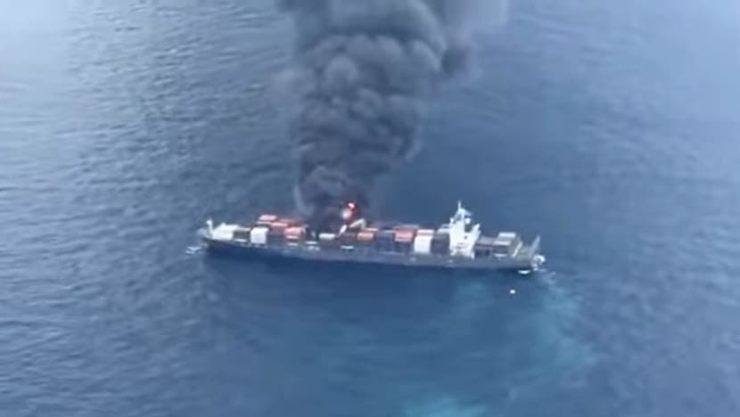 Four crew members missing after fire onboard Singapore-registered ship off Indian coast Four crew members missing after fire onboard Singapore-registered ship off Indian coast