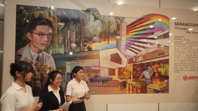 抗日英雄彩虹组屋展现在实龙岗地铁站壁画 