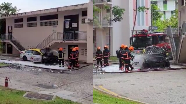 武吉巴督德士突起火 引擎烧黑幸未酿伤亡