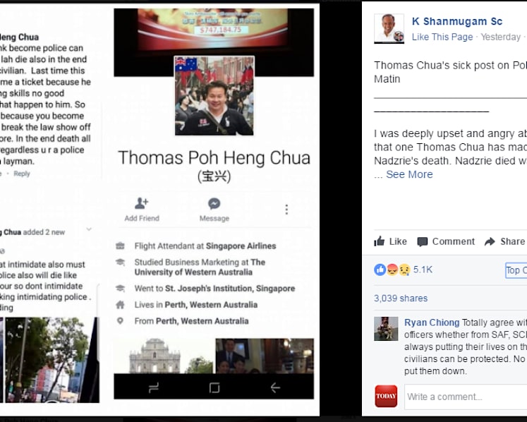 Thomas Chua, netizen who gloated about TP officer’s death, charged with theft