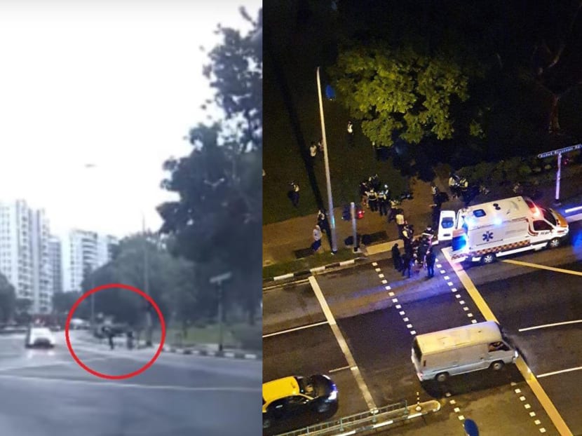 A video circulating online shows an enforcement officer dashing across a pedestrian crossing and kicking a PMD rider. A video circulating online shows an enforcement officer dashing across a pedestrian crossing and kicking a PMD rider.
