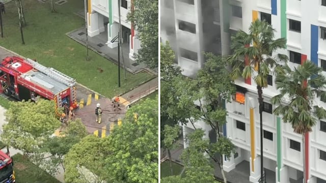 盛港组屋单位失火 六人送院 约120名居民被疏散 