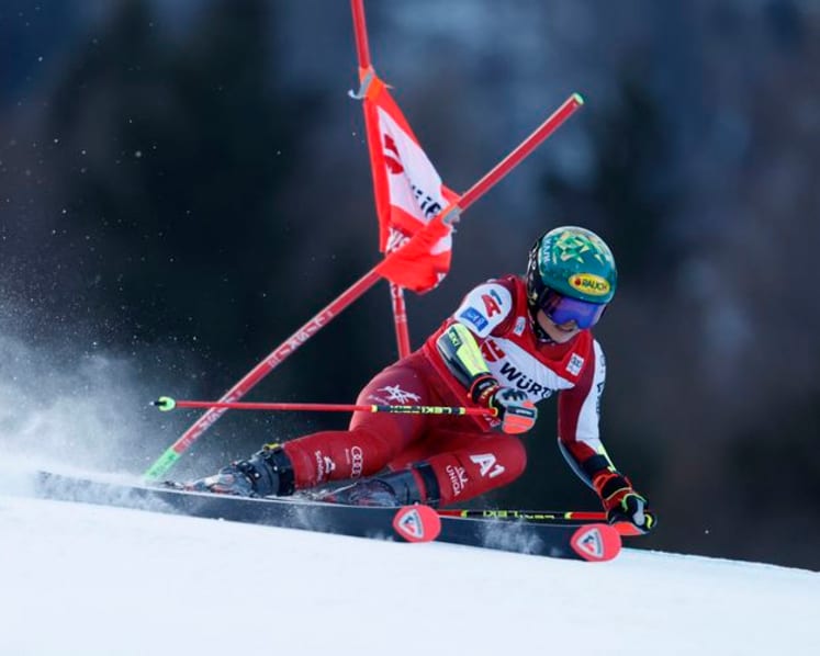 Alpine skiing-Austria's Scheib wins Kronplatz GS, impressive return for Brignone