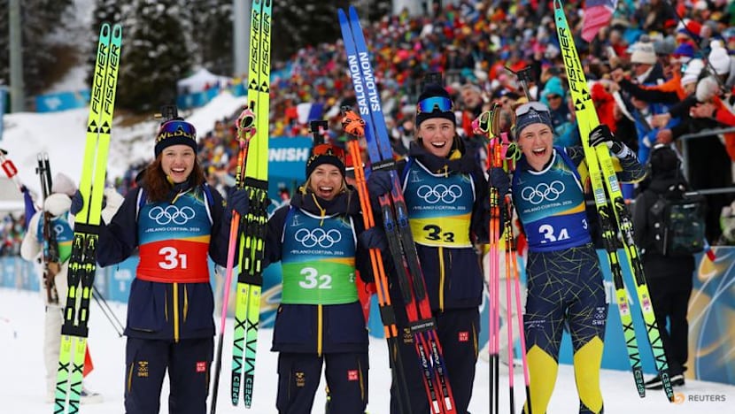 Biathlon-Simon anchors dominant France to gold in women's relay at Milano Cortina Games
