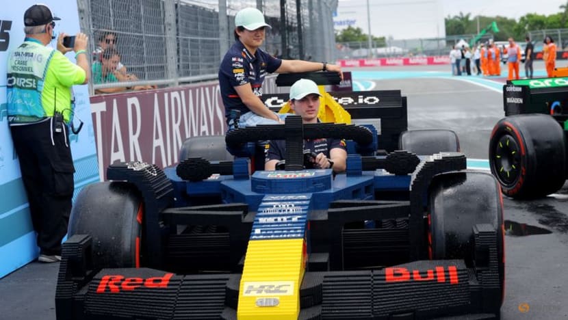 It's lights out and away they Lego for F1 drivers parade in Miami