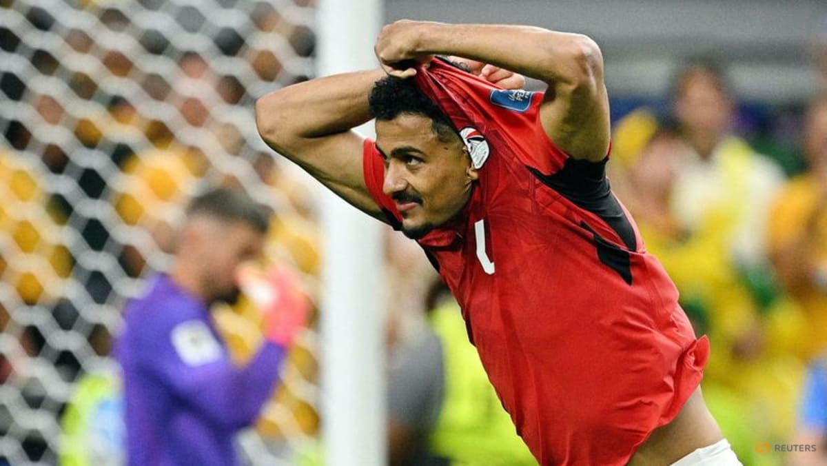 Soccer Football - FIFA World Cup 2026 - Round of 32 - Australia v Egypt - Dallas Stadium, Arlington, Texas, U.S. - July 3, 2026 Egypt's Hossam Abdelmaguid celebrates scoring a penalty during the penalty shootout as Egypt qualify for the Round of 16 stage of the World Cup IMAGN IMAGES via Reuters/Jer