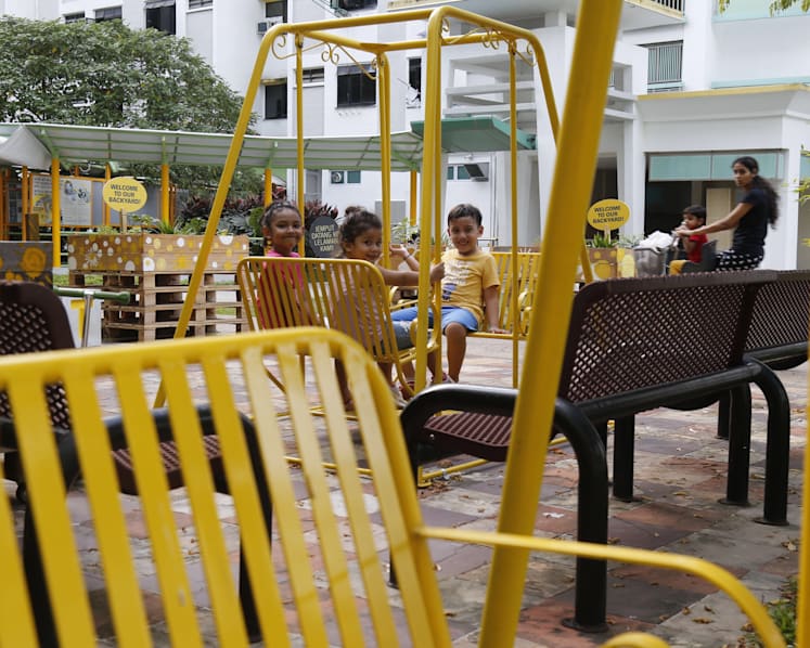 Little garden with swings add colour to Aljunied Crescent neighbourhood