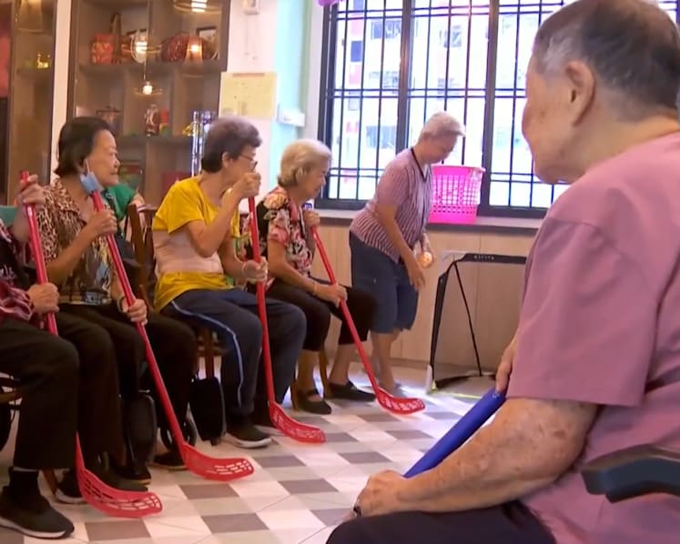 Seniors play modified versions of sports like floorball, badminton as active ageing centres aim to inject fun
