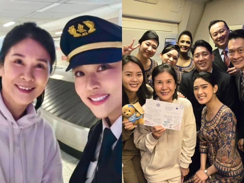 Actress Lin Meijiao gets a 61st birthday surprise on SIA flight thanks to her pilot niece Actress Lin Meijiao gets a 61st birthday surprise on SIA flight thanks to her pilot niece