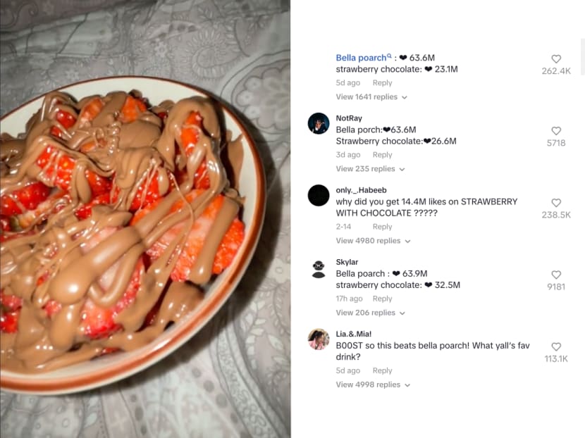 A no-frills video of a mere bowl of chocolate-covered strawberries, posted on TikTok on Feb 6, 2024, is going viral as some people try to imitate it and produce similar ones of their own. A no-frills video of a mere bowl of chocolate-covered strawberries, posted on TikTok on Feb 6, 2024, is going viral as some people try to imitate it and produce similar ones of their own.