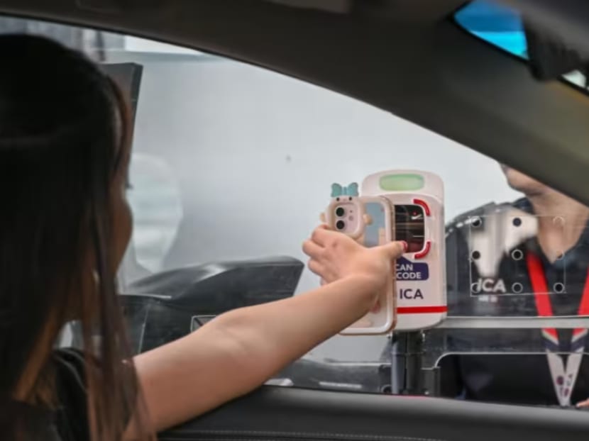A demonstration of the use of QR code for immigration clearance at Woodlands Checkpoint by the Immigration and Checkpoints Authority on March 12, 2024. A demonstration of the use of QR code for immigration clearance at Woodlands Checkpoint by the Immigration and Checkpoints Authority on March 12, 2024.