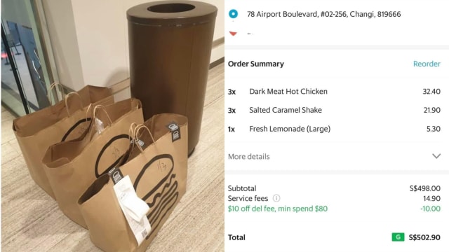 订逾500元食物却被扔垃圾桶旁 顾客不满Grab只退50元