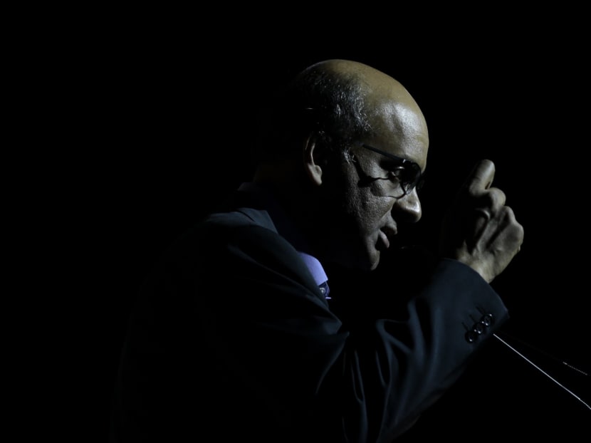 Deputy Prime Minister Tharman Shanmugaratnam speaks at the Wong Fong Industries building launch. Photo: Jason Quah
