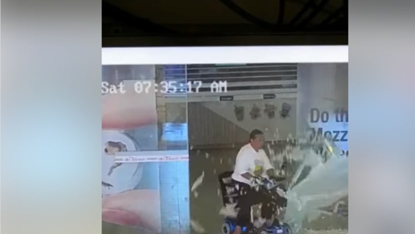 Woman on mobility scooter smashes into glass door at Toa Payoh Interchange