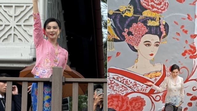 马六甲“武媚娘”壁画前打卡　范冰冰化身“小娘惹”会粉丝！