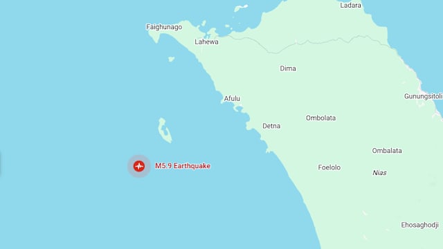 印尼苏门答腊北部发生5.9级地震