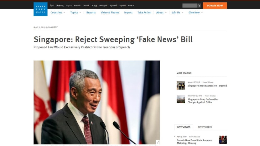 MinLaw criticises Human Rights Watch’s statement on laws to curb fake news