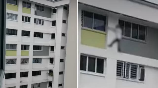 义顺惊险一幕 男子从组屋高楼摔落